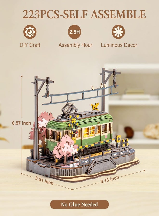 Wowood 3D Wooden Puzzles for Adults-Sakura Journey Tram, Model Car Kits Building Set for Adults, DIY Hobby Craft Kits Creative Gift (223PCS) - Image 4